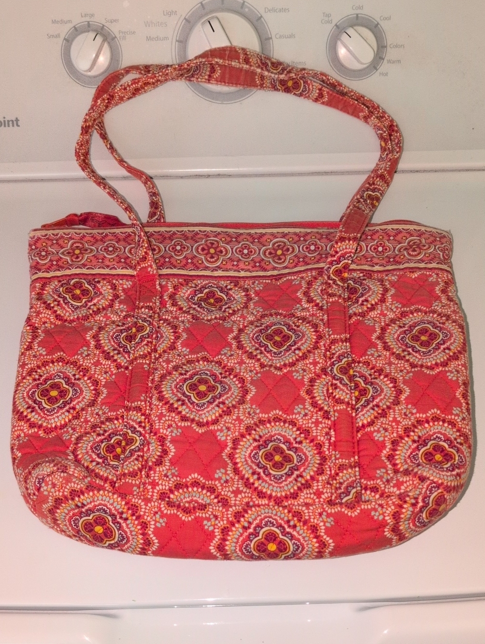 Vera Bradley Coral Quilted Floral Tote With Matching Wallet